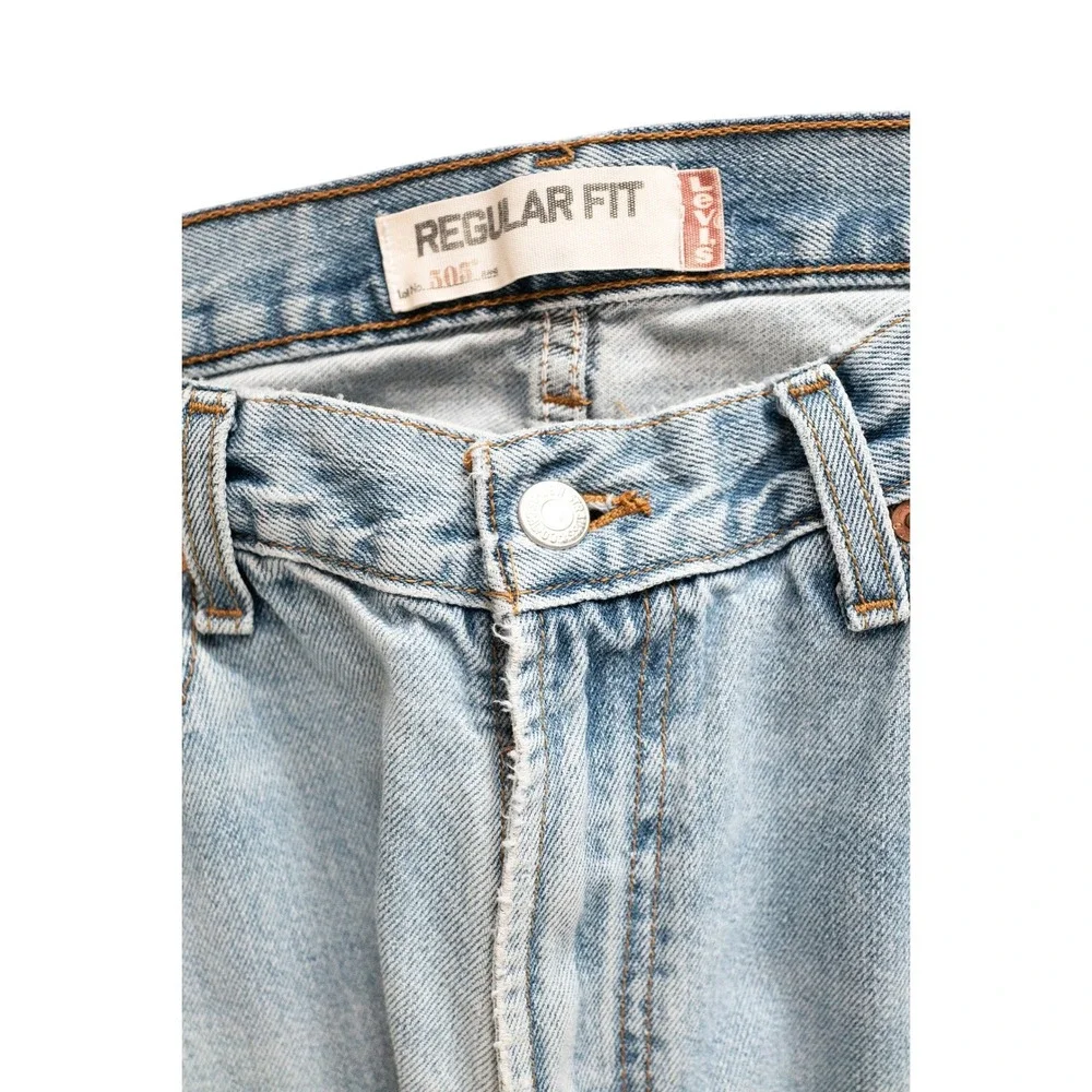 2008 Levi's 505 Light Wash Straight Leg Jeans Relaxed Fit Cropped Denim 34x30